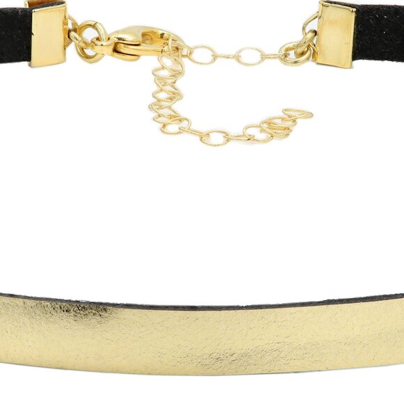 Genuine Leather Choker From Italy Gold tone coating film Adjustable (#4) - Picture 9 of 9